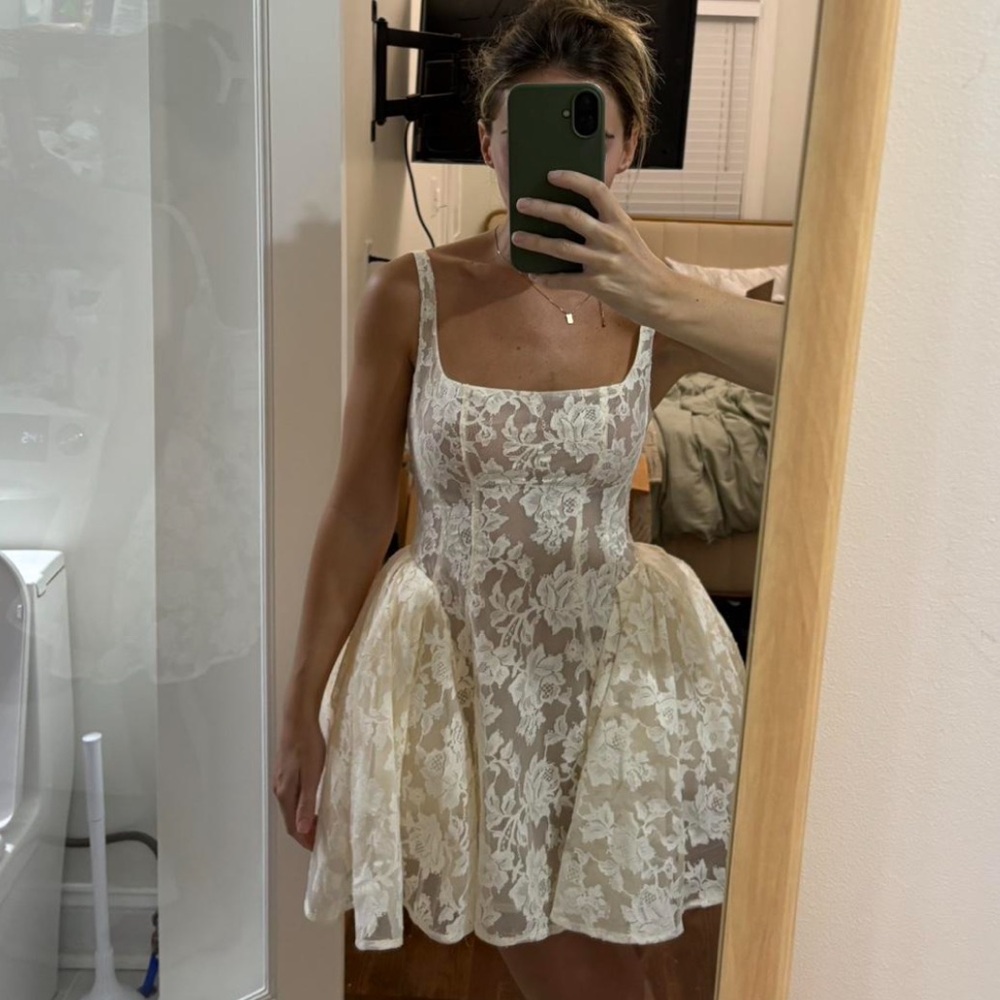 White lace mini dress